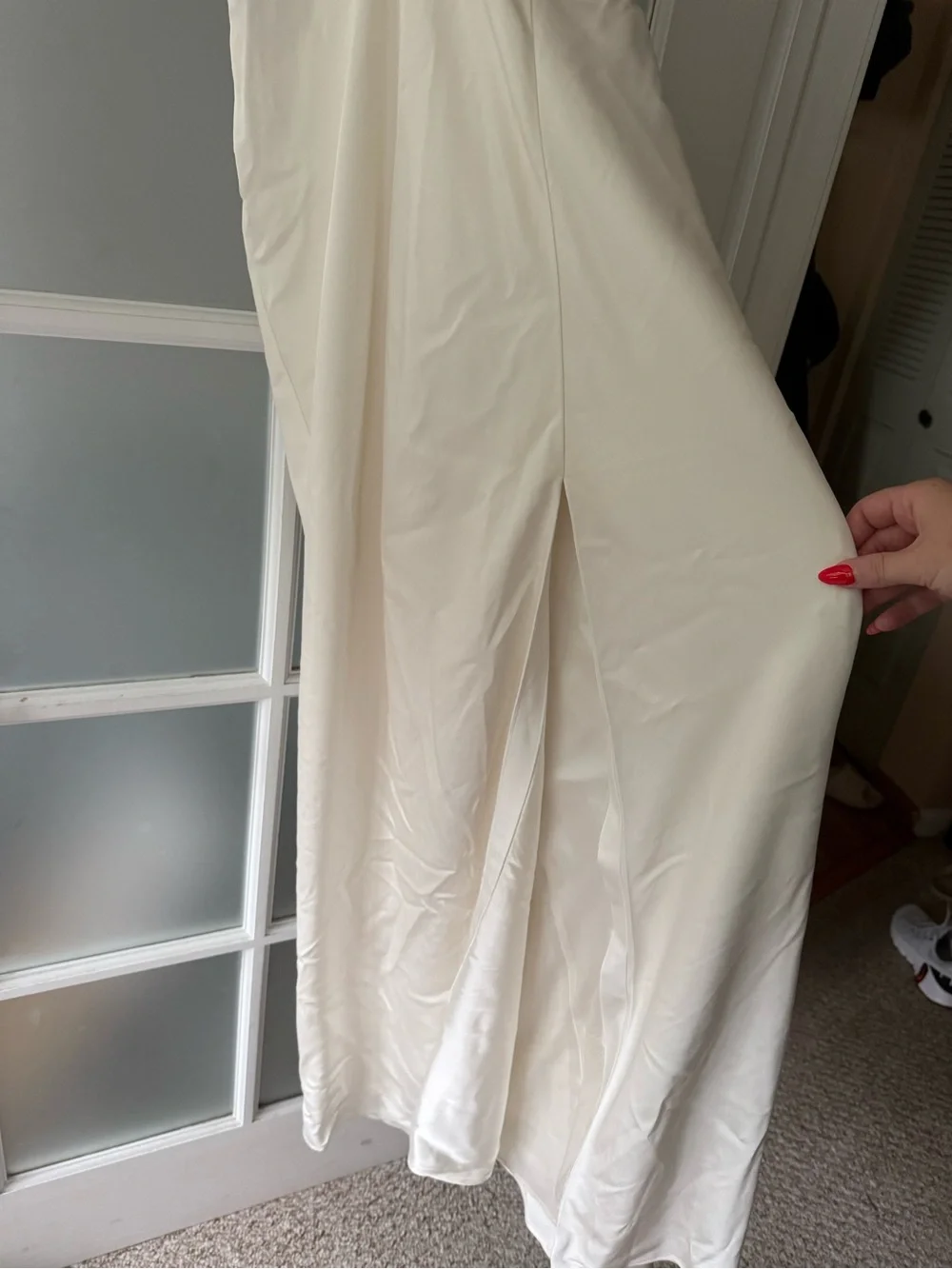 Abercrombie & Fitch Ivory Cutout Ring-Front Maxi Dress